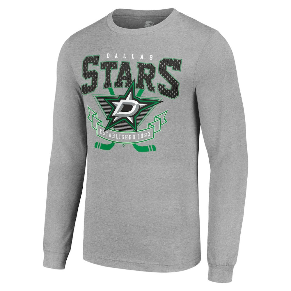 Dallas Stars Starter '80s Inspired Team Logo Long Sleeve T-Shirt - Heather Gray T-shirts