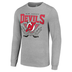 New Jersey Devils Starter '80s Inspired Team Logo Long Sleeve T-Shirt - Heather Gray T-shirts