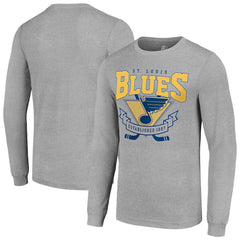 St. Louis Blues Starter '80s Inspired Team Logo Long Sleeve T-Shirt - Heather Gray T-shirts