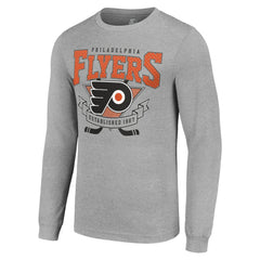Philadelphia Flyers Starter '80s Inspired Team Logo Long Sleeve T-Shirt - Heather Gray T-shirts