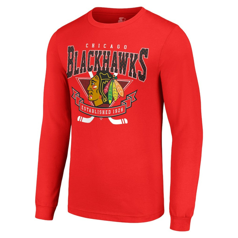Chicago Blackhawks Starter Team Logo Graphic Long Sleeve T-Shirt - Red T-shirts