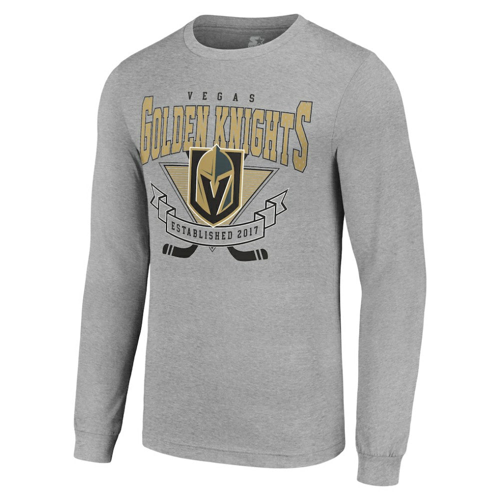Vegas Golden Knights Starter '80s Inspired Team Logo Long Sleeve T-Shirt - Heather Gray T-shirts