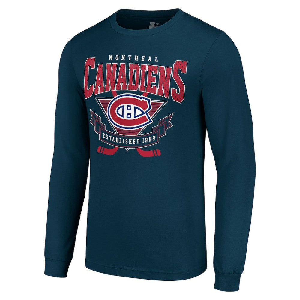 Montreal Canadiens Starter Team Logo Graphic Long Sleeve T-Shirt - Navy T-shirts