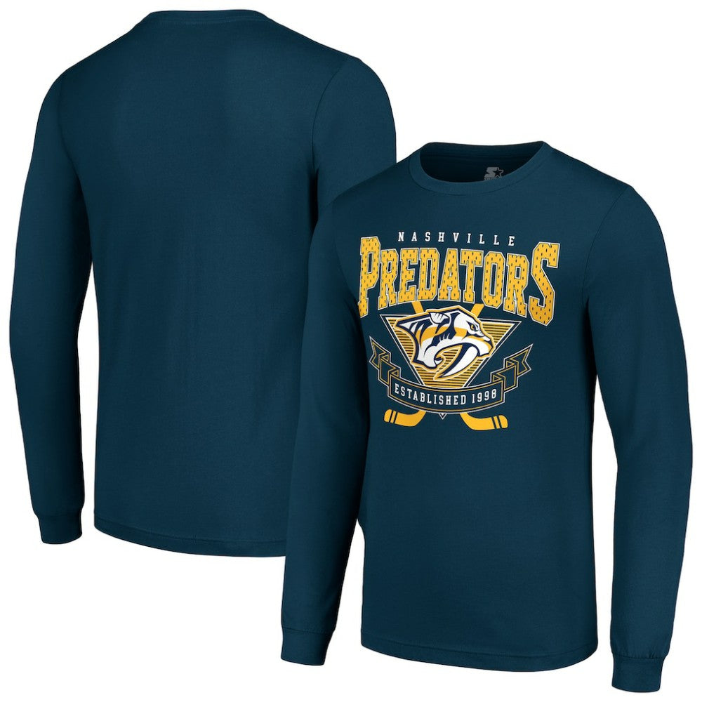 Nashville Predators Starter Team Logo Graphic Long Sleeve T-Shirt - Navy T-shirts