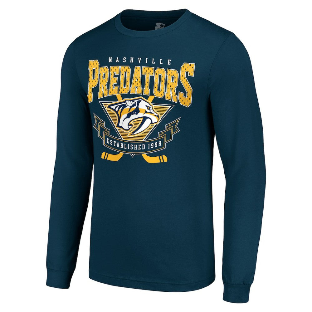 Nashville Predators Starter Team Logo Graphic Long Sleeve T-Shirt - Navy T-shirts