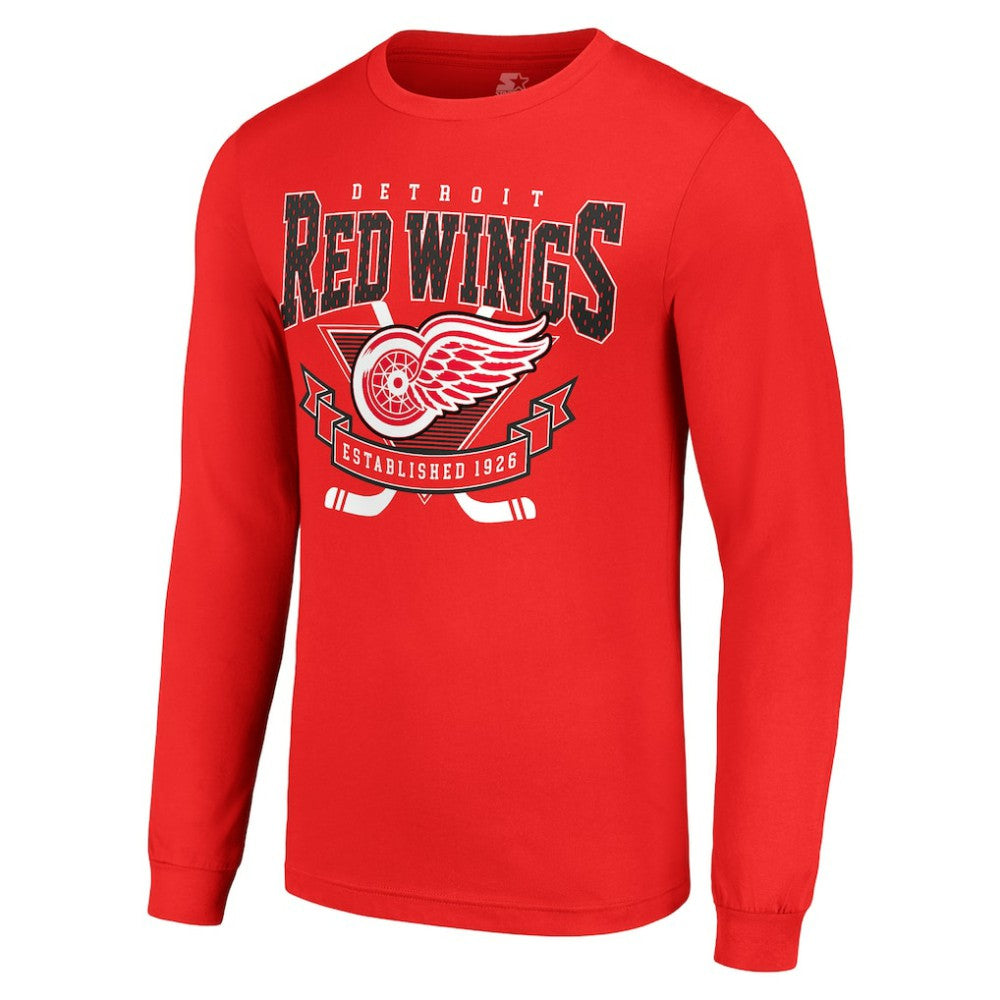 Detroit Red Wings Starter Team Logo Graphic Long Sleeve T-Shirt - Red T-shirts