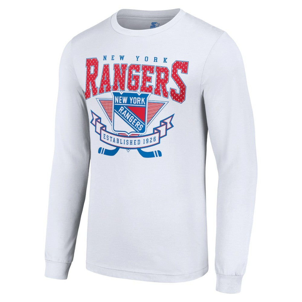 New York Rangers Starter Team Logo Graphic Long Sleeve T-Shirt - White T-shirts
