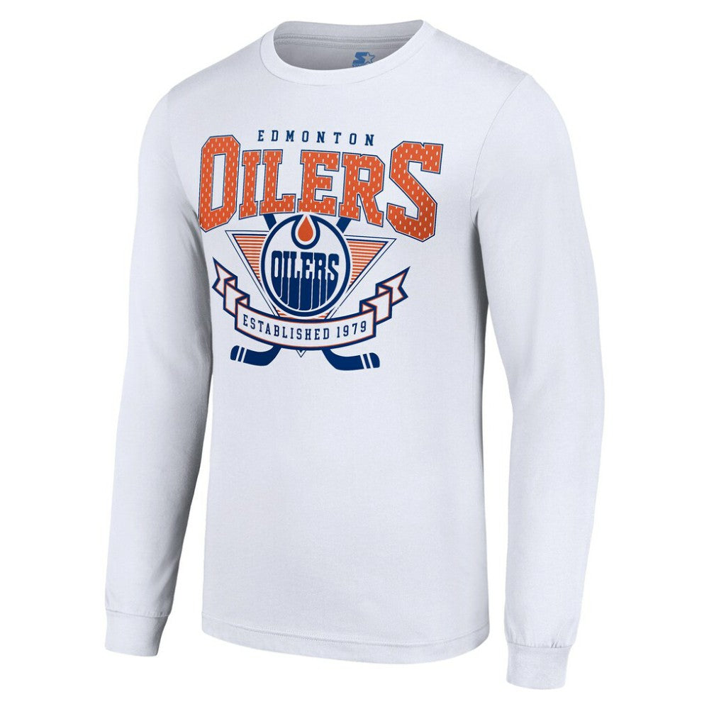 Edmonton Oilers Starter Team Logo Graphic Long Sleeve T-Shirt - White T-shirts