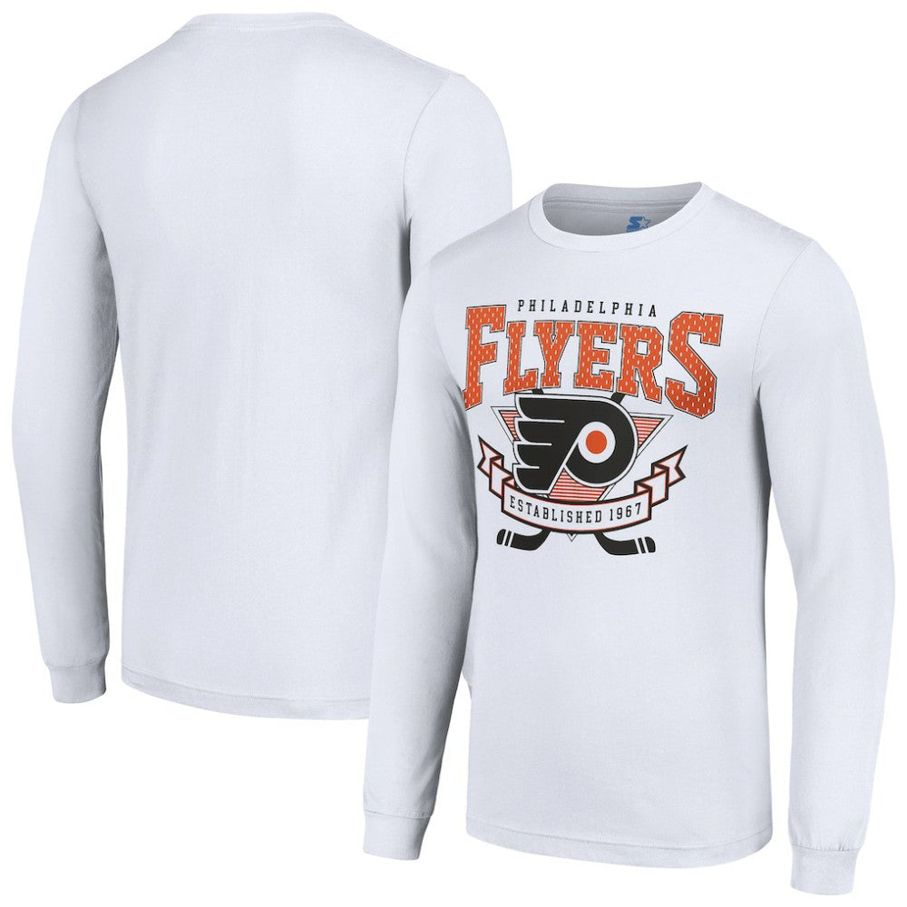 Philadelphia Flyers Starter Team Logo Graphic Long Sleeve T-Shirt - White T-shirts