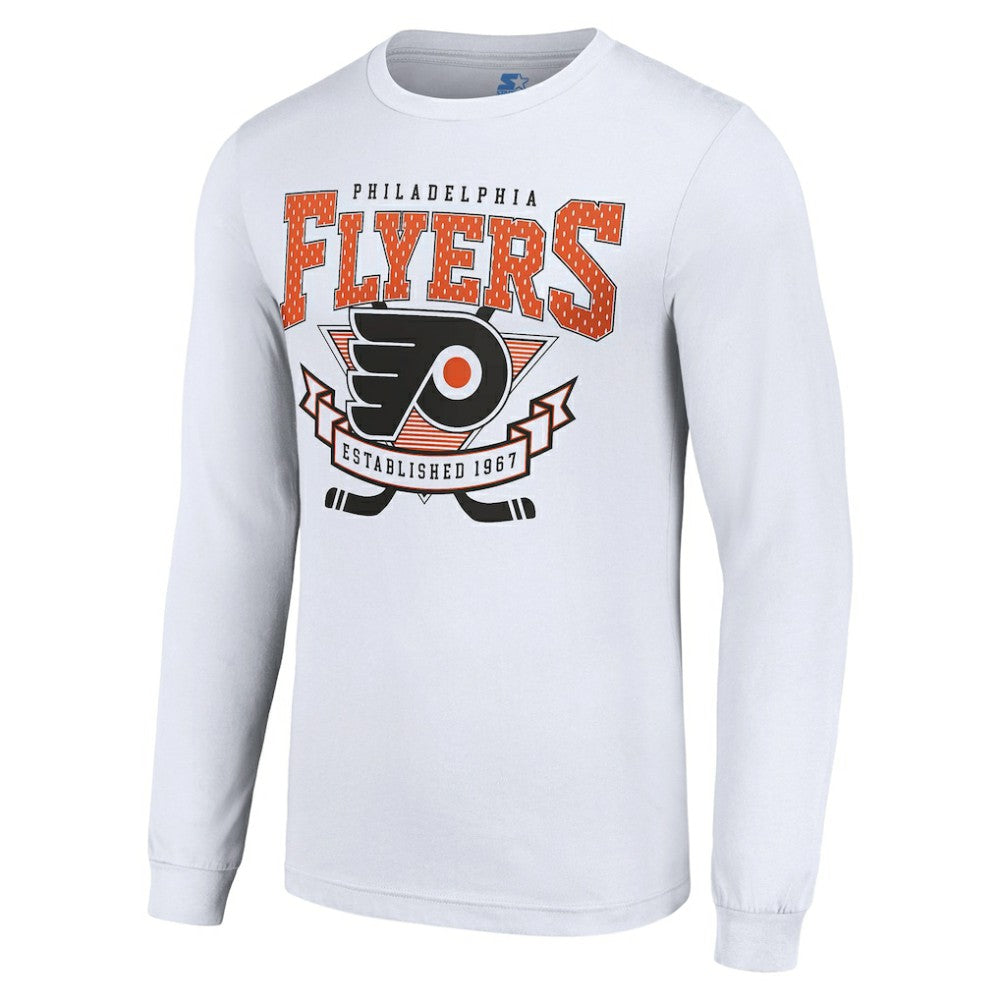 Philadelphia Flyers Starter Team Logo Graphic Long Sleeve T-Shirt - White T-shirts