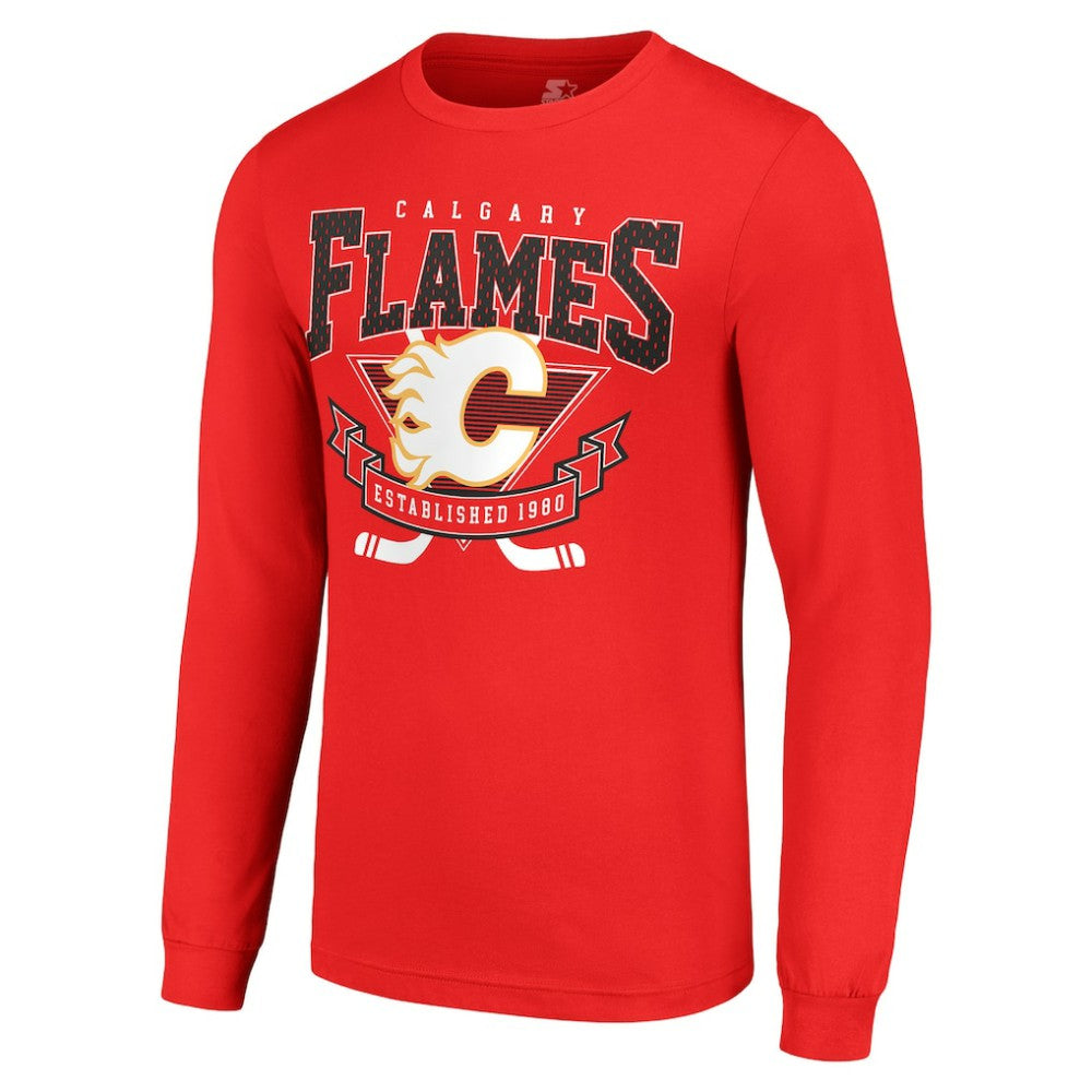 Calgary Flames Starter Team Logo Graphic Long Sleeve T-Shirt - Red T-shirts