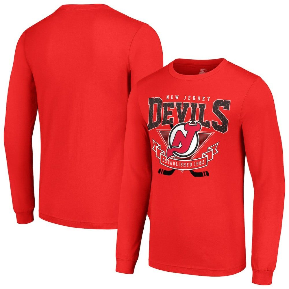 New Jersey Devils Starter Team Logo Graphic Long Sleeve T-Shirt - Red T-shirts