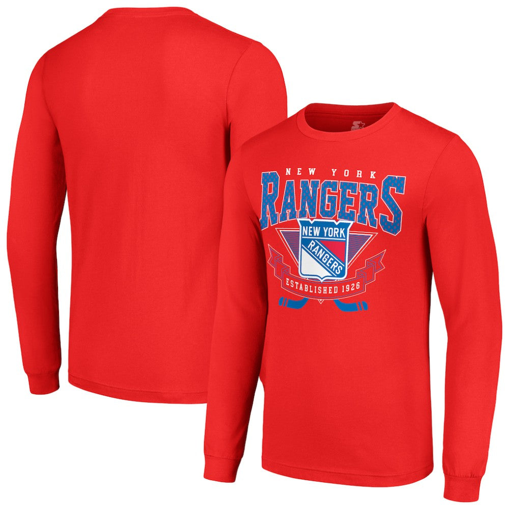 New York Rangers Starter Team Logo Graphic Long Sleeve T-Shirt - Red T-shirts