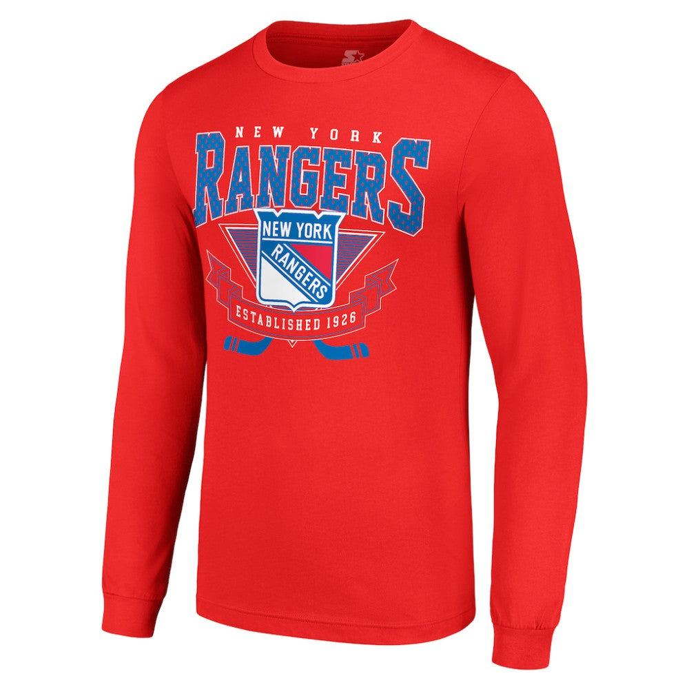 New York Rangers Starter Team Logo Graphic Long Sleeve T-Shirt - Red T-shirts