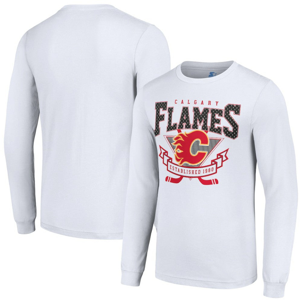 Calgary Flames Starter Team Logo Graphic Long Sleeve T-Shirt - White T-shirts