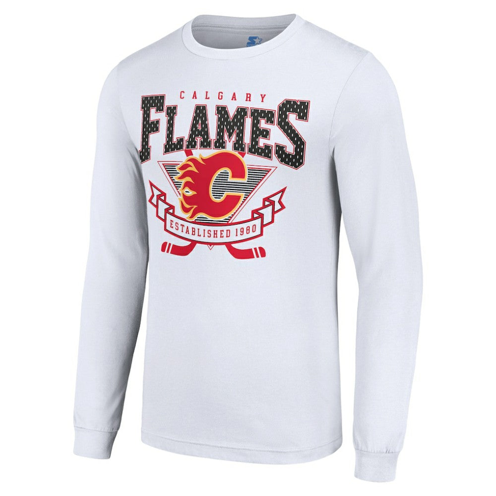 Calgary Flames Starter Team Logo Graphic Long Sleeve T-Shirt - White T-shirts
