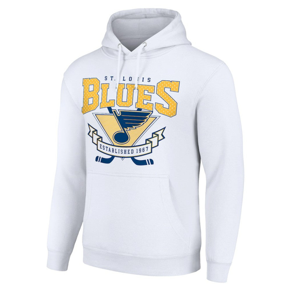 St. Louis Blues Starter Team Logo Graphic Fleece Tri-Blend Pullover Hoodie - White Hoodies