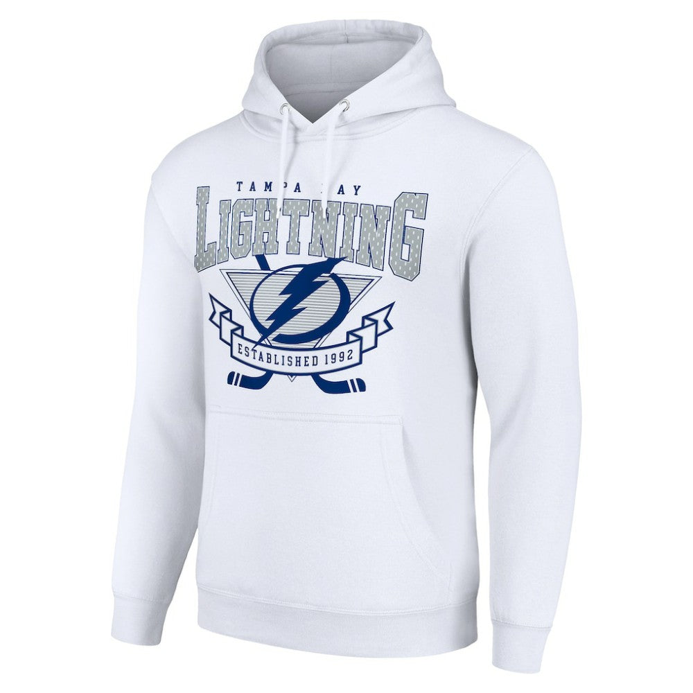 Tampa Bay Lightning Starter Team Logo Graphic Fleece Tri-Blend Pullover Hoodie - White Hoodies