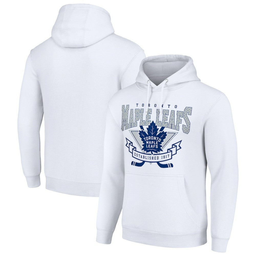 Toronto Maple Leafs Starter Team Logo Graphic Fleece Tri-Blend Pullover Hoodie - White Hoodies