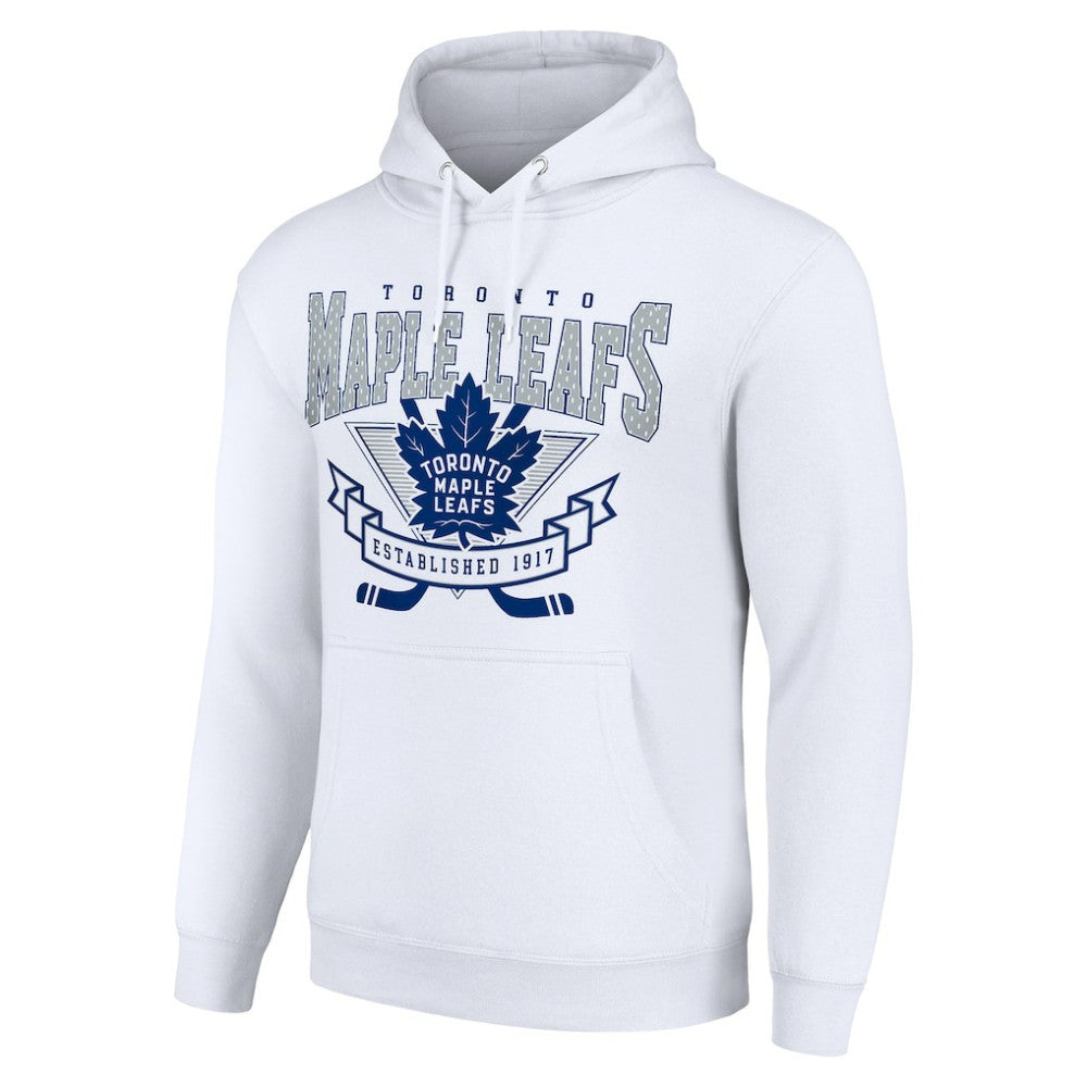 Toronto Maple Leafs Starter Team Logo Graphic Fleece Tri-Blend Pullover Hoodie - White Hoodies