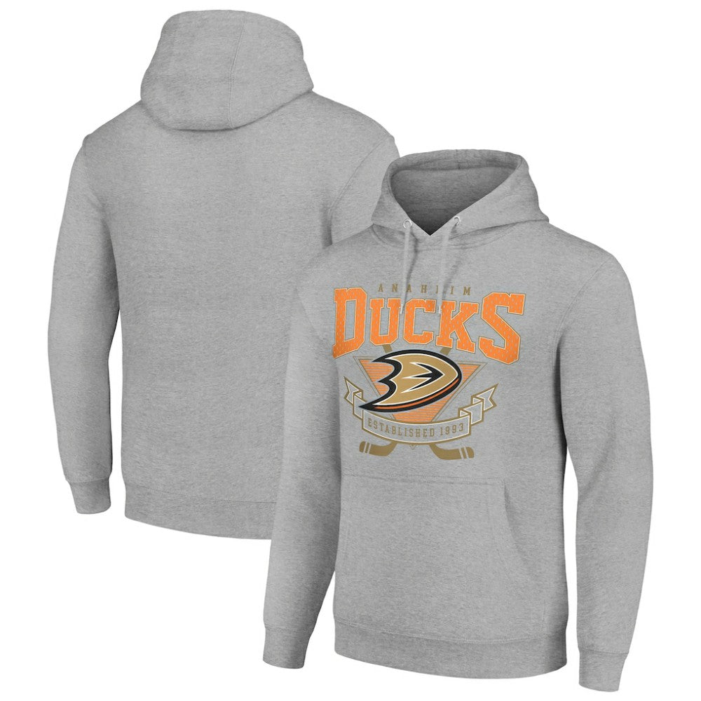 Anaheim Ducks Starter Team Logo Graphic Fleece Tri-Blend Pullover Hoodie - Heather Gray Hoodies