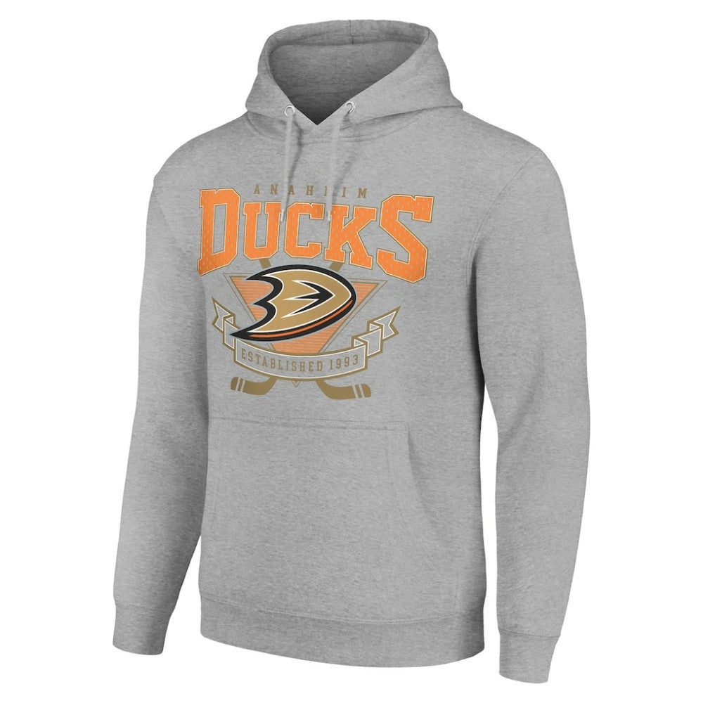 Anaheim Ducks Starter Team Logo Graphic Fleece Tri-Blend Pullover Hoodie - Heather Gray Hoodies