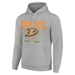 Anaheim Ducks Starter Team Logo Graphic Fleece Tri-Blend Pullover Hoodie - Heather Gray Hoodies