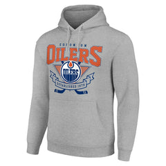 Edmonton Oilers Starter Team Logo Graphic Fleece Tri-Blend Pullover Hoodie - Heather Gray Hoodies