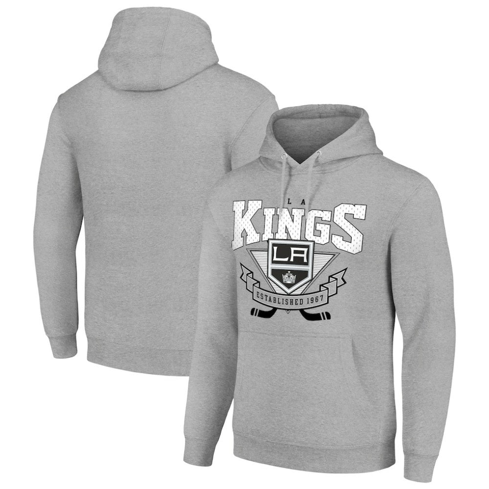 Los Angeles Kings Starter Team Logo Graphic Fleece Tri-Blend Pullover Hoodie - Heather Gray Hoodies