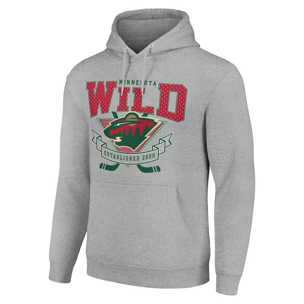 Minnesota Wild Starter Team Logo Graphic Fleece Tri-Blend Pullover Hoodie - Heather Gray Hoodies