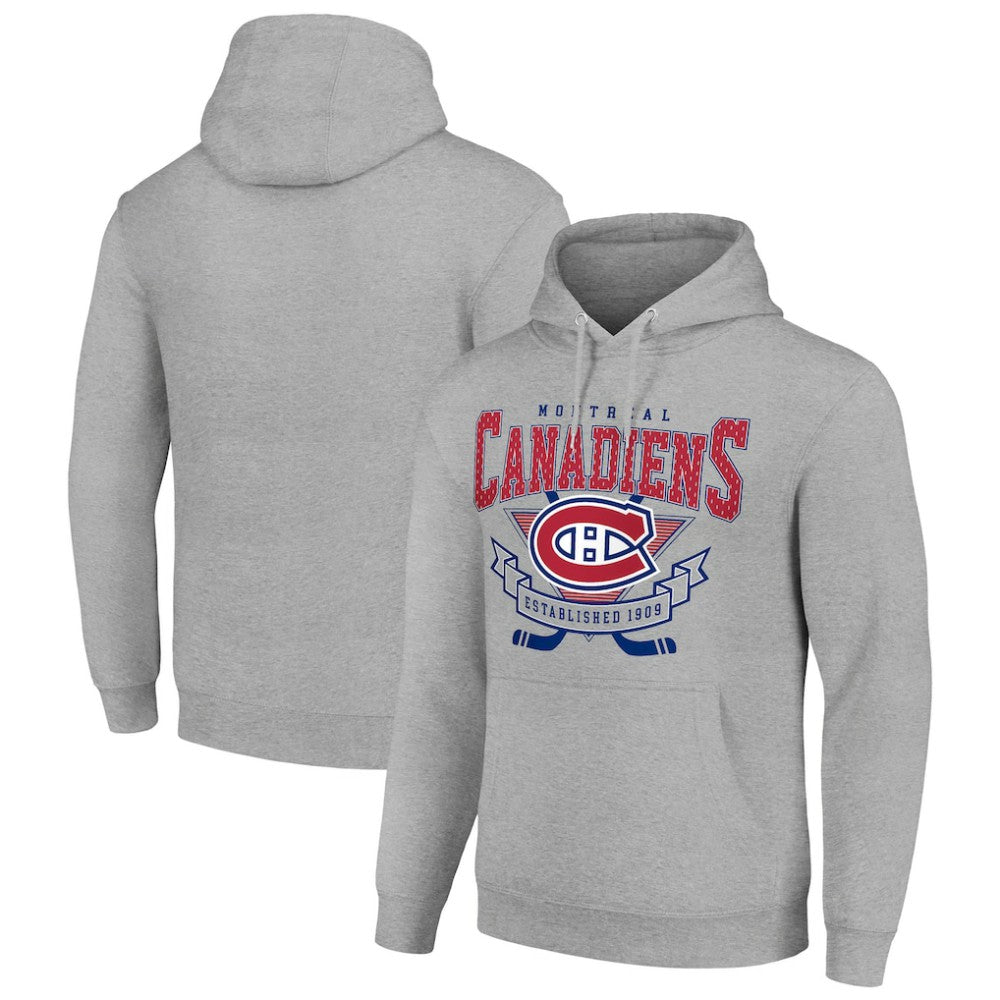 Montreal Canadiens Starter Team Logo Graphic Fleece Tri-Blend Pullover Hoodie - Heather Gray Hoodies