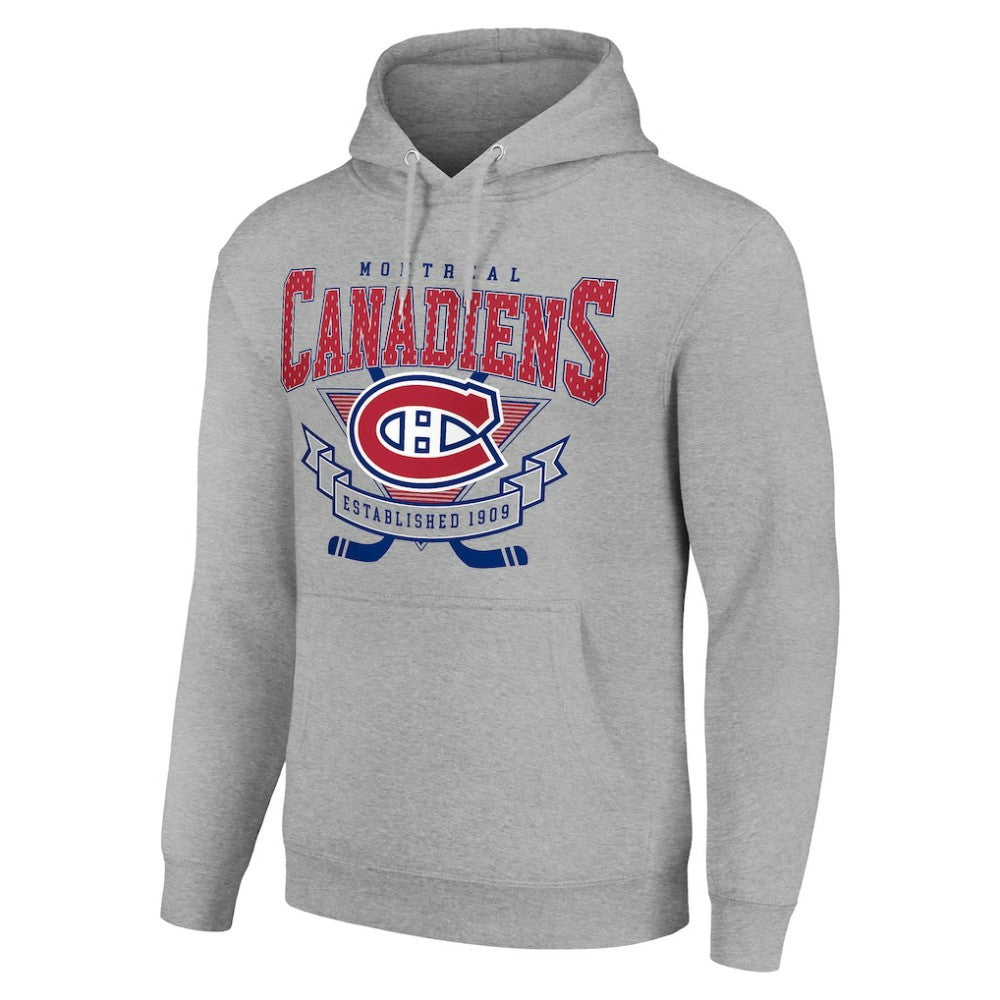 Montreal Canadiens Starter Team Logo Graphic Fleece Tri-Blend Pullover Hoodie - Heather Gray Hoodies