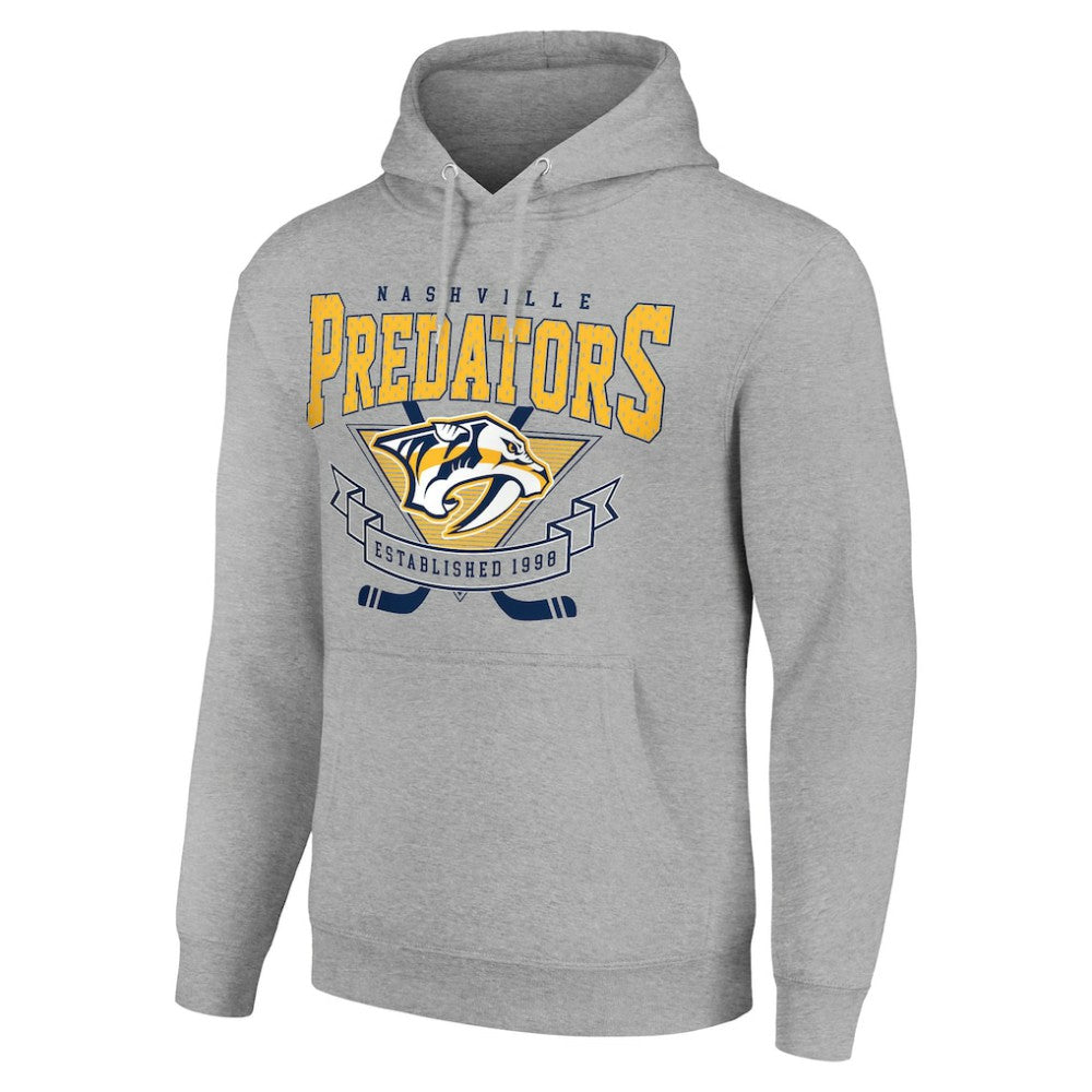 Nashville Predators Starter Team Logo Graphic Fleece Tri-Blend Pullover Hoodie - Heather Gray Hoodies