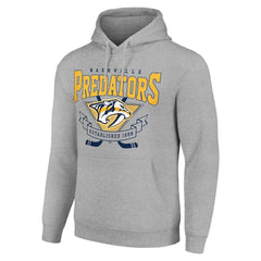 Nashville Predators Starter Team Logo Graphic Fleece Tri-Blend Pullover Hoodie - Heather Gray Hoodies