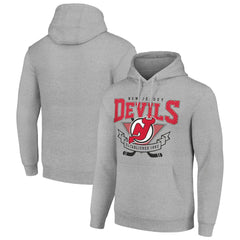 New Jersey Devils Starter Team Logo Graphic Fleece Tri-Blend Pullover Hoodie - Heather Gray Jerseys