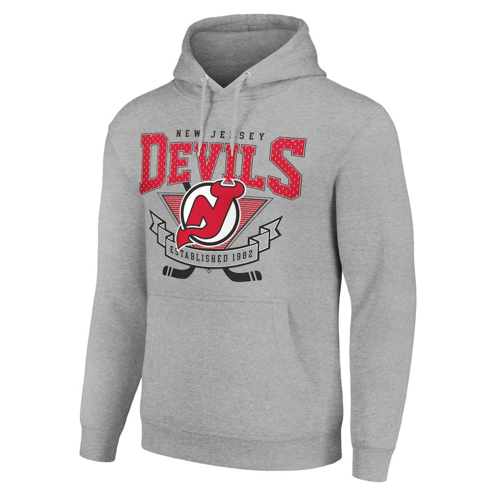 New Jersey Devils Starter Team Logo Graphic Fleece Tri-Blend Pullover Hoodie - Heather Gray Jerseys
