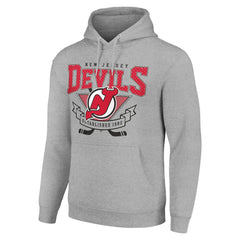 New Jersey Devils Starter Team Logo Graphic Fleece Tri-Blend Pullover Hoodie - Heather Gray Jerseys