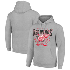 Detroit Red Wings Starter Team Logo Graphic Fleece Tri-Blend Pullover Hoodie - Heather Gray Hoodies
