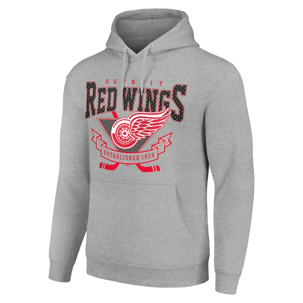 Detroit Red Wings Starter Team Logo Graphic Fleece Tri-Blend Pullover Hoodie - Heather Gray Hoodies