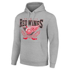 Detroit Red Wings Starter Team Logo Graphic Fleece Tri-Blend Pullover Hoodie - Heather Gray Hoodies