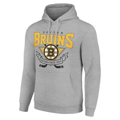Boston Bruins Starter Team Logo Graphic Fleece Tri-Blend Pullover Hoodie - Heather Gray Hoodies
