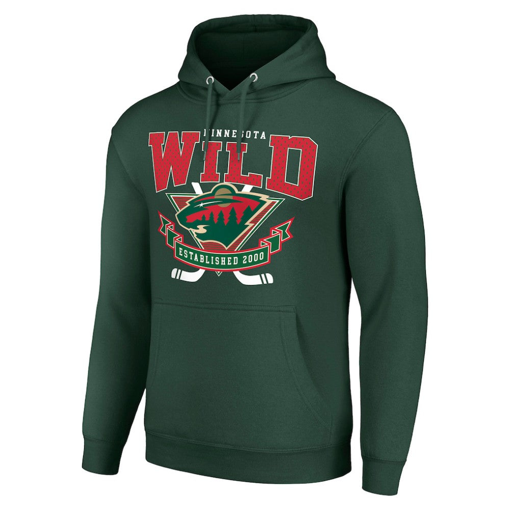 Minnesota Wild Starter Team Logo Graphic Fleece Tri-Blend Pullover Hoodie - Olive Hoodies