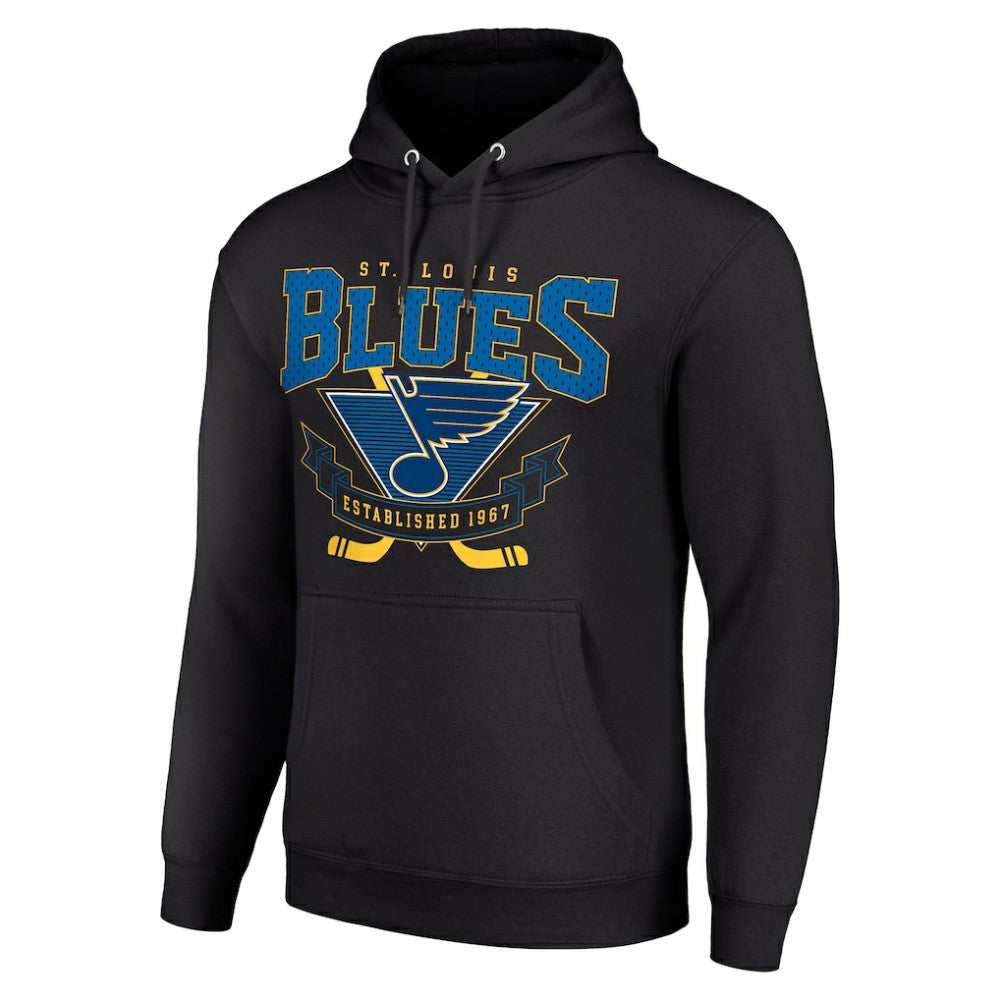 St. Louis Blues Starter Team Logo Graphic Fleece Tri-Blend Pullover Hoodie - Black Hoodies