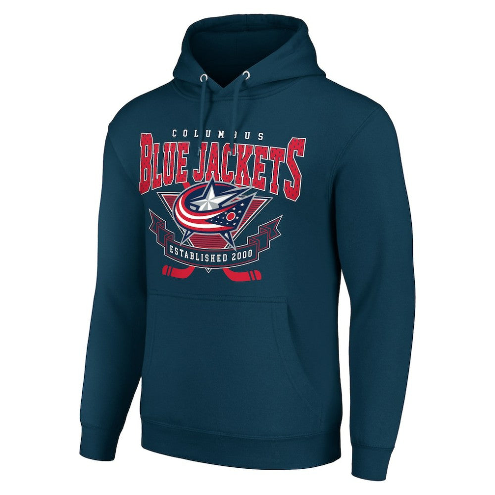 Columbus Blue Jackets Starter Team Logo Graphic Fleece Tri-Blend Pullover Hoodie - Navy Hoodies