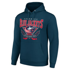 Columbus Blue Jackets Starter Team Logo Graphic Fleece Tri-Blend Pullover Hoodie - Navy Hoodies