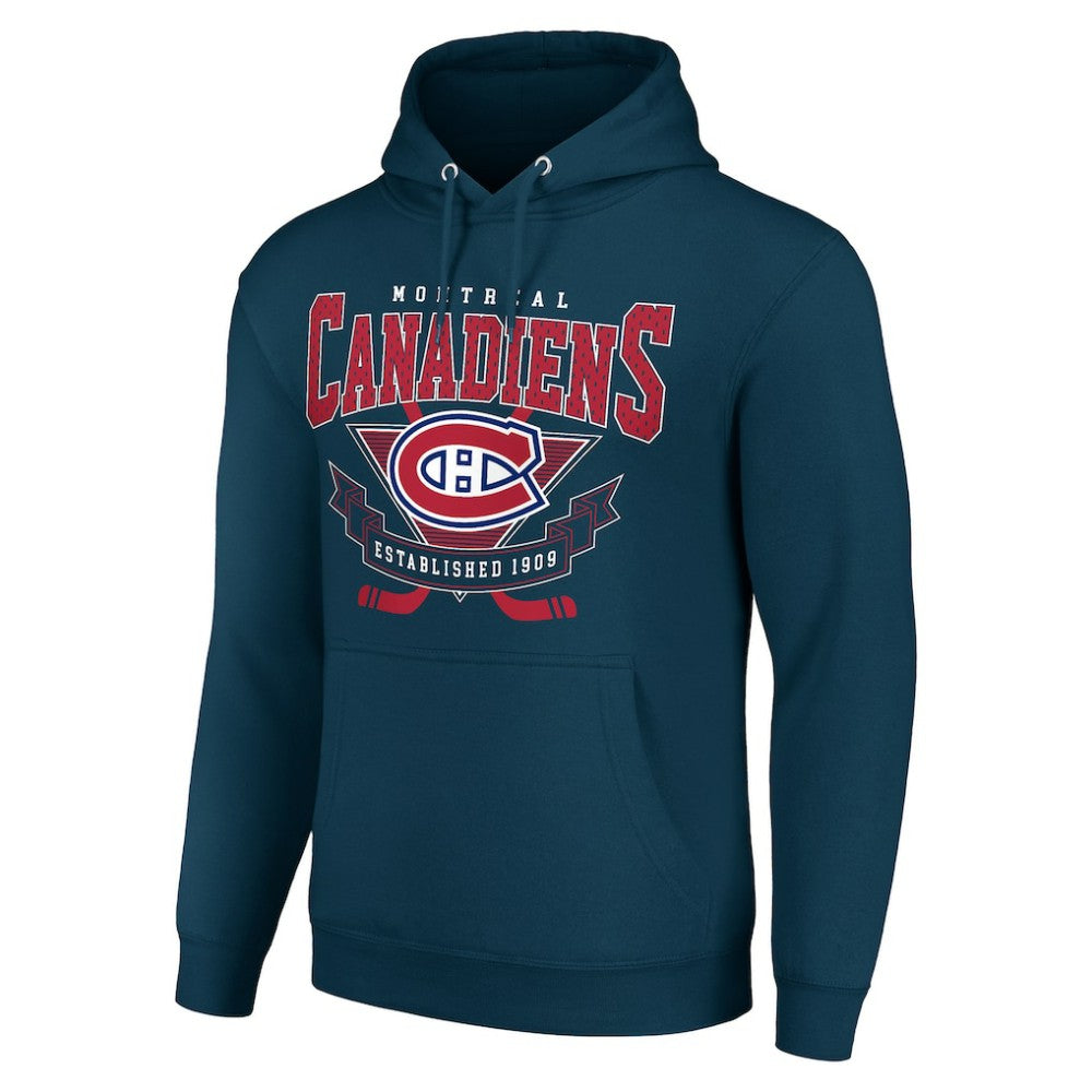 Montreal Canadiens Starter Team Logo Graphic Fleece Tri-Blend Pullover Hoodie - Navy Hoodies