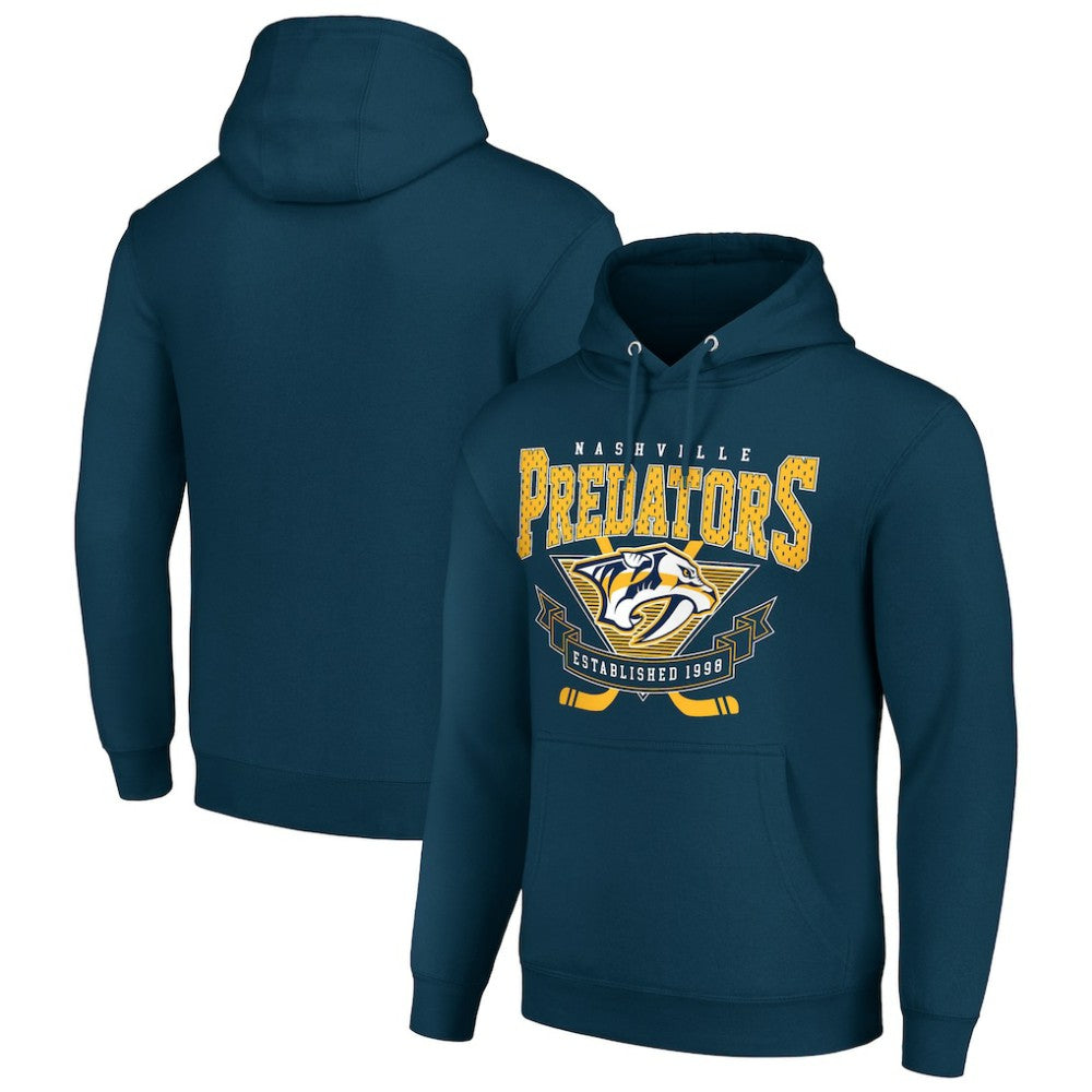 Nashville Predators Starter Team Logo Graphic Fleece Tri-Blend Pullover Hoodie - Navy Hoodies