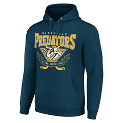 Nashville Predators Starter Team Logo Graphic Fleece Tri-Blend Pullover Hoodie - Navy Hoodies