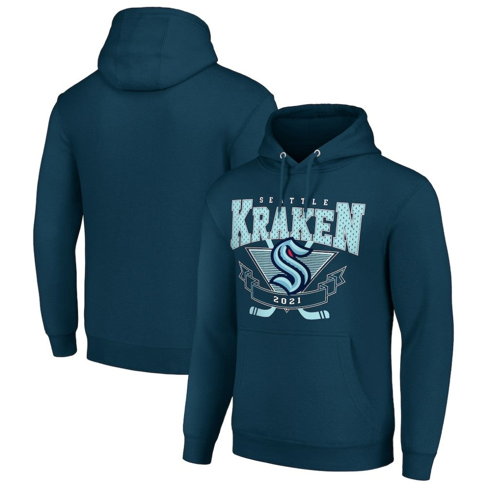 Seattle Kraken Starter Team Logo Graphic Fleece Tri-Blend Pullover Hoodie - Deep Sea Blue Hoodies