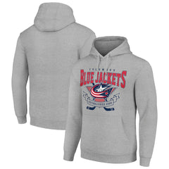 Columbus Blue Jackets Starter Team Logo Graphic Fleece Tri-Blend Pullover Hoodie - Heather Gray Hoodies